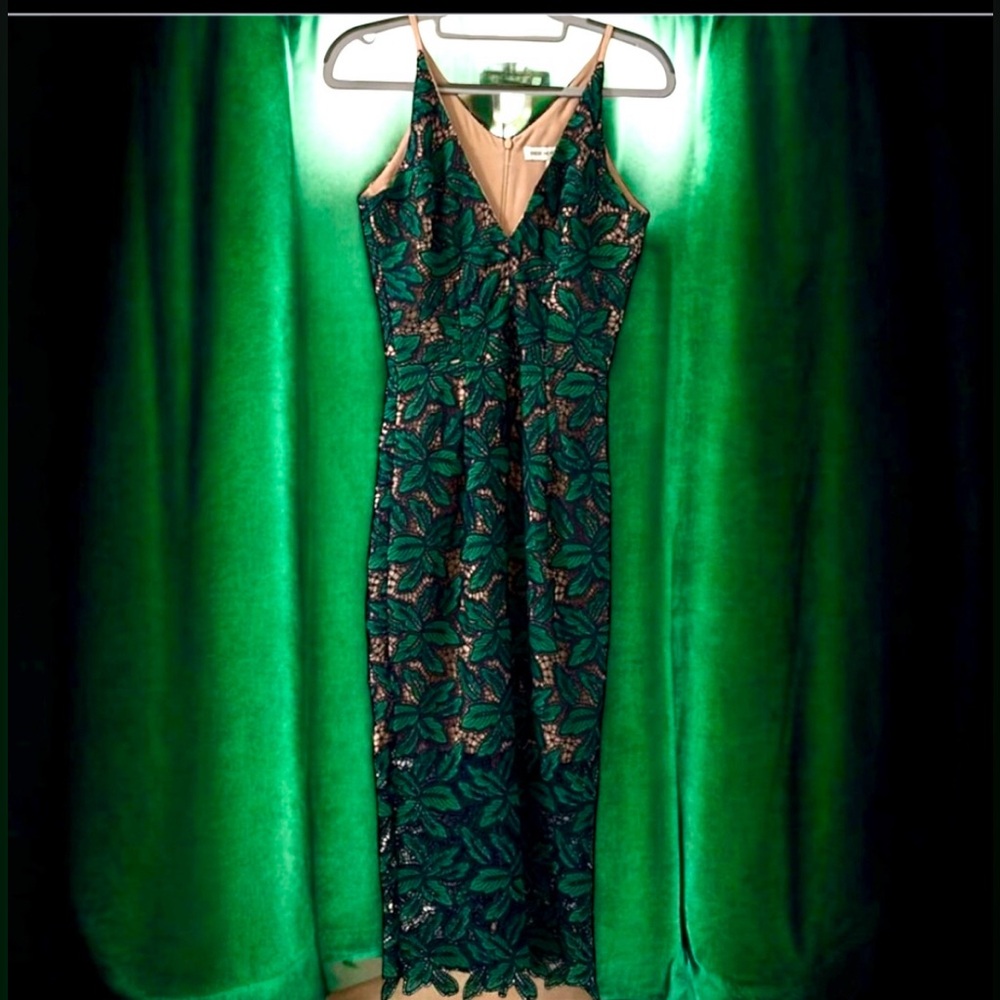 🎉Host Pic🎉 Dress the Population Green Leaf Print Maxi Dress